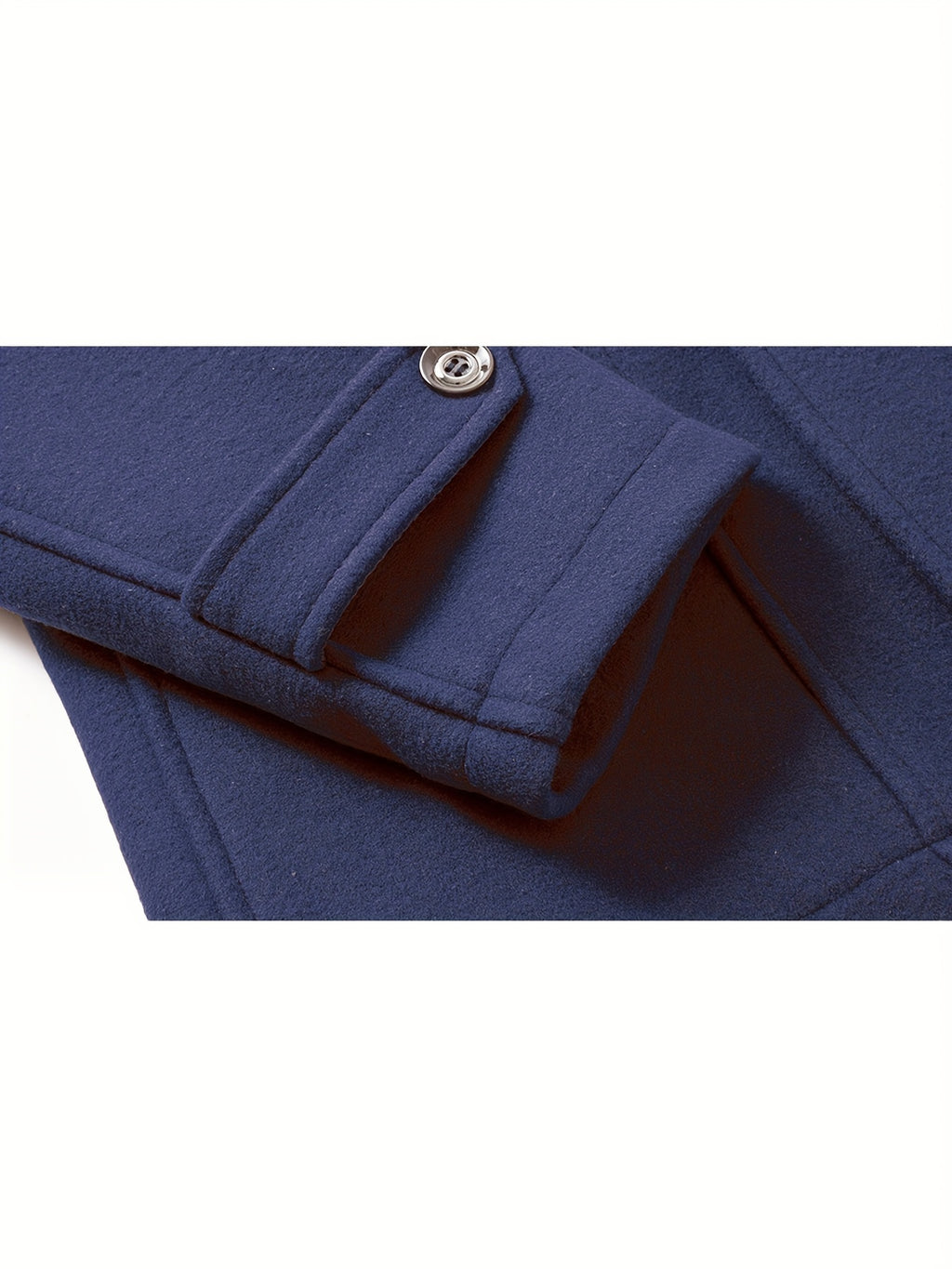 Men's Stand Collar Fleece Blend Pea Coats with Removable Inner Collar Single Breasted Overcoat