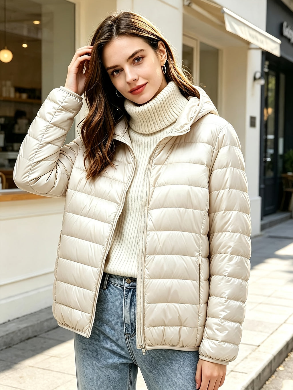 Winter Down Jacket Women'S Short Lightweight Thickened Korean Version Outfit Hot White Duck Down Warm Coat