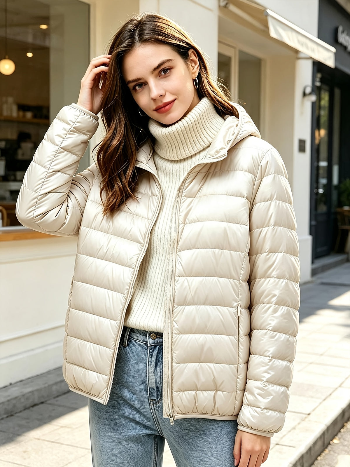 Winter Down Jacket Women'S Short Lightweight Thickened Korean Version Outfit Hot White Duck Down Warm Coat