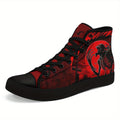Men's Gothic High-Top Sneakers, Gothic Skull Design Streetwear Shoes, Casual Fashion Lace-Up Trainers, Men's Punk Trendy Shoes