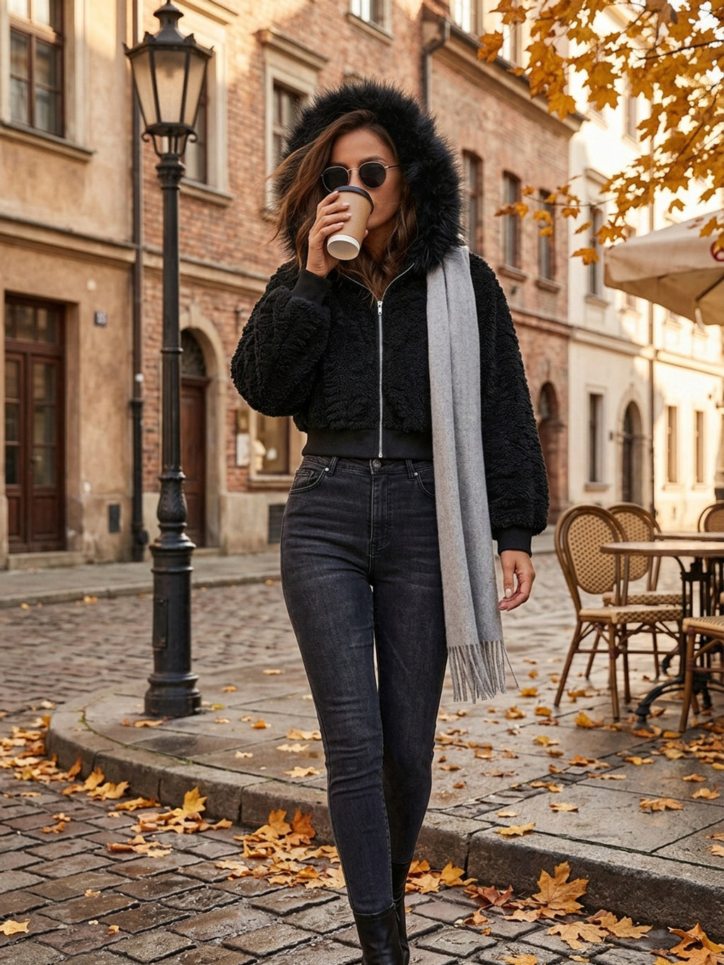 Women's Fashion Zip-Up Short Faux Fur Coat