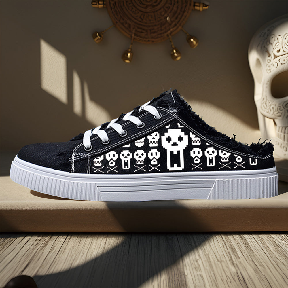 Kulou1-10-X003 Men'S Casual Sneakers Skate Shoes Lace 2D Print Series Campus Casual All-Season
