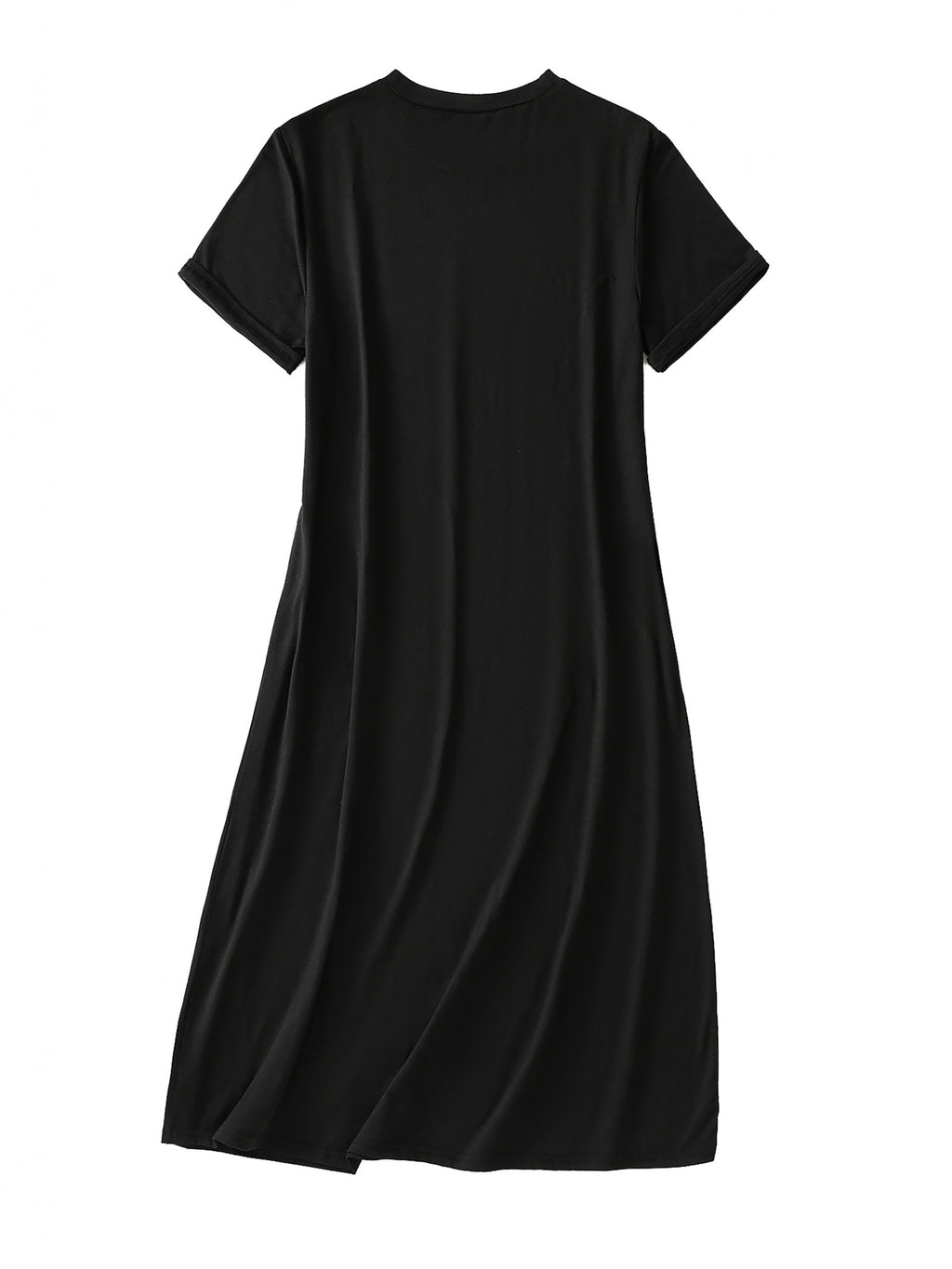 Women'S Good Night Moon and Star Print Casual Dress, Round Neck, Short Sleeve, Loose Fit, Breathable, All-Season Nightwear, Suitable for Bedroom and Home Wear- Overseas Printing