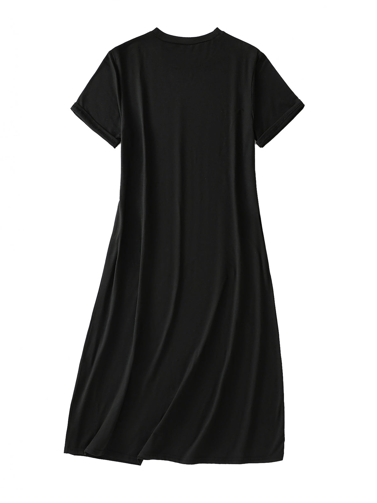 Women'S Good Night Moon and Star Print Casual Dress, Round Neck, Short Sleeve, Loose Fit, Breathable, All-Season Nightwear, Suitable for Bedroom and Home Wear- Overseas Printing