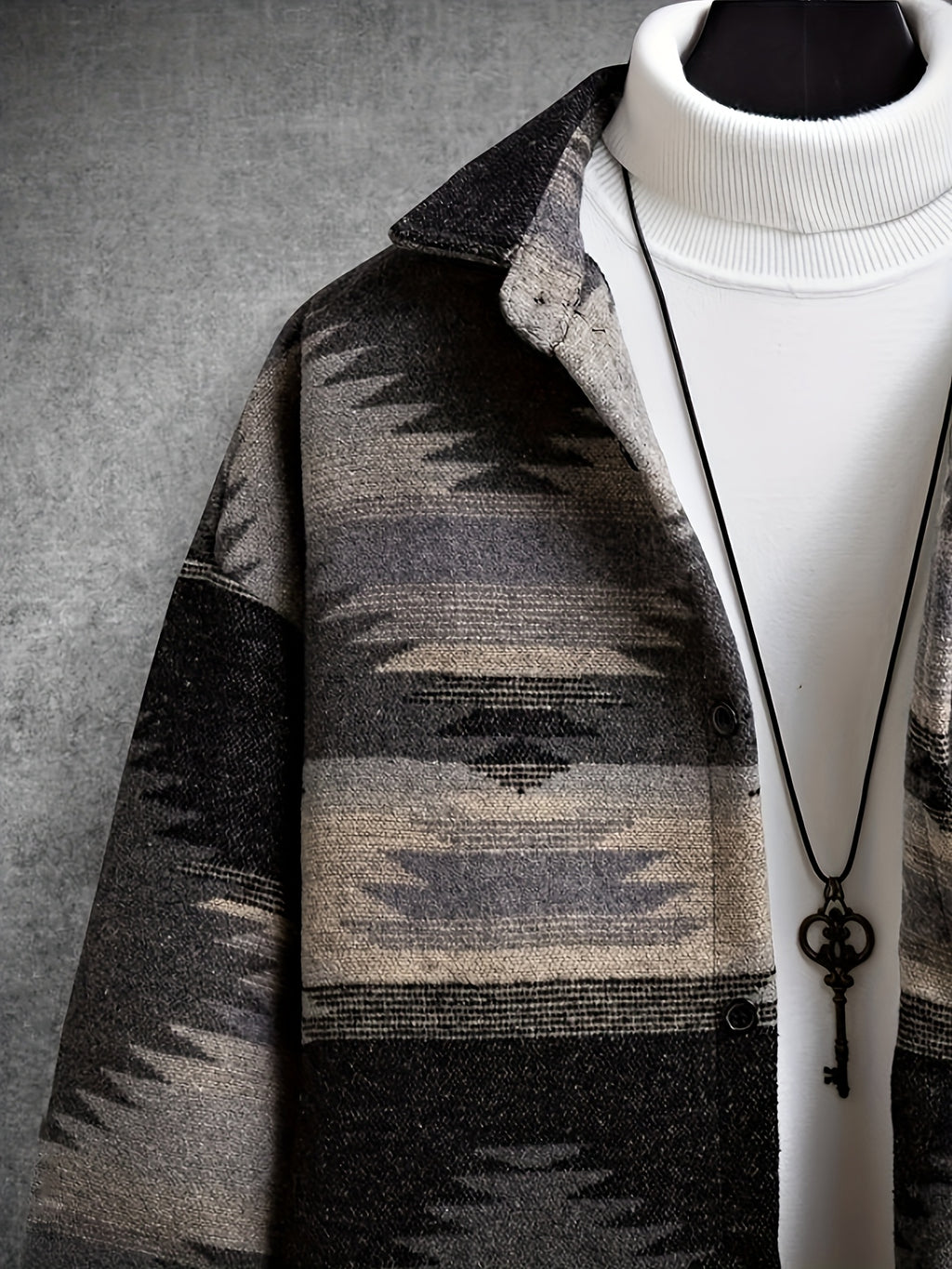 Men'S Thick Ethnic Style Retro Lapel Casual Fashion Daily Outing Commuting Autumn And Winter New Style Suitable for Men'S Long-Sleeved Retro Ethnic Style Jacket