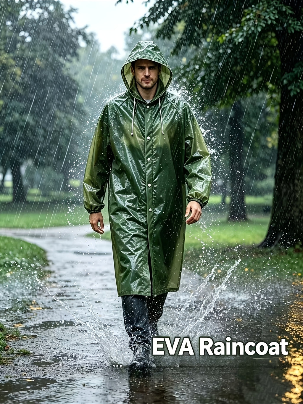 1pc/2pcs EVA Men'S/Women'S Raincoat Single And Set Available, "1pc Raincoat" Or "2pcs Raincoat And Pants", Lightweight Gear, Suitable for Outdoor, Camping, And Travel