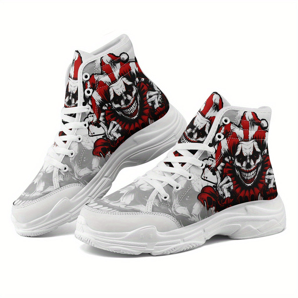 [Gothic Joker Sneakers] Men's Gothic Joker Punk Sneakers, Bold Joker Design High-Top Shoes, Dark Aesthetic Streetwear Trainers, Couple's Casual Comfortable Round Toe All-Match Shoes, Men's Fashion Shoes
