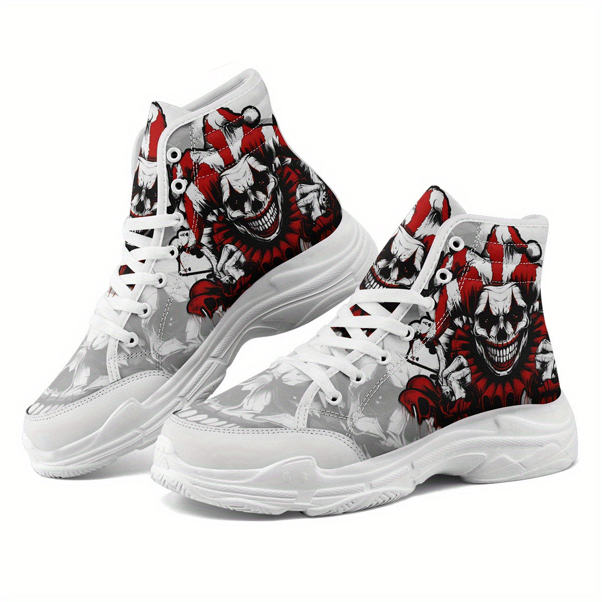 [Gothic Joker Sneakers] Men's Gothic Joker Punk Sneakers, Bold Joker Design High-Top Shoes, Dark Aesthetic Streetwear Trainers, Couple's Casual Comfortable Round Toe All-Match Shoes, Men's Fashion Shoes
