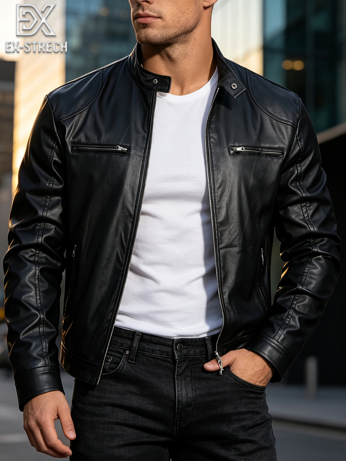 New Autumn/Winter Men's Jacket, European/American Style Motorcycle Jacket, Men's Stand Collar Windproof Winter Outerwear