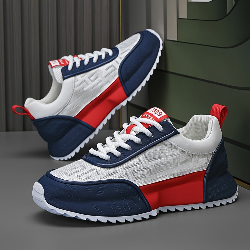 1 Pair Men'S Fashion Trendy Classic Versatile Outdoor Sports Running Shoes, Shoes Overall Blue And White, Thick Sole, Suitable for Fashion And Trendy People'S Daily Commuting And Outdoor Leisure Wear