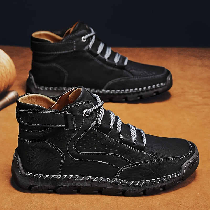 Autumn Winter Cross-Border Plus Size Hand Stitching Fashion Trend Wearable Non-Slip Thermal Casual Shoes Men'S Boots