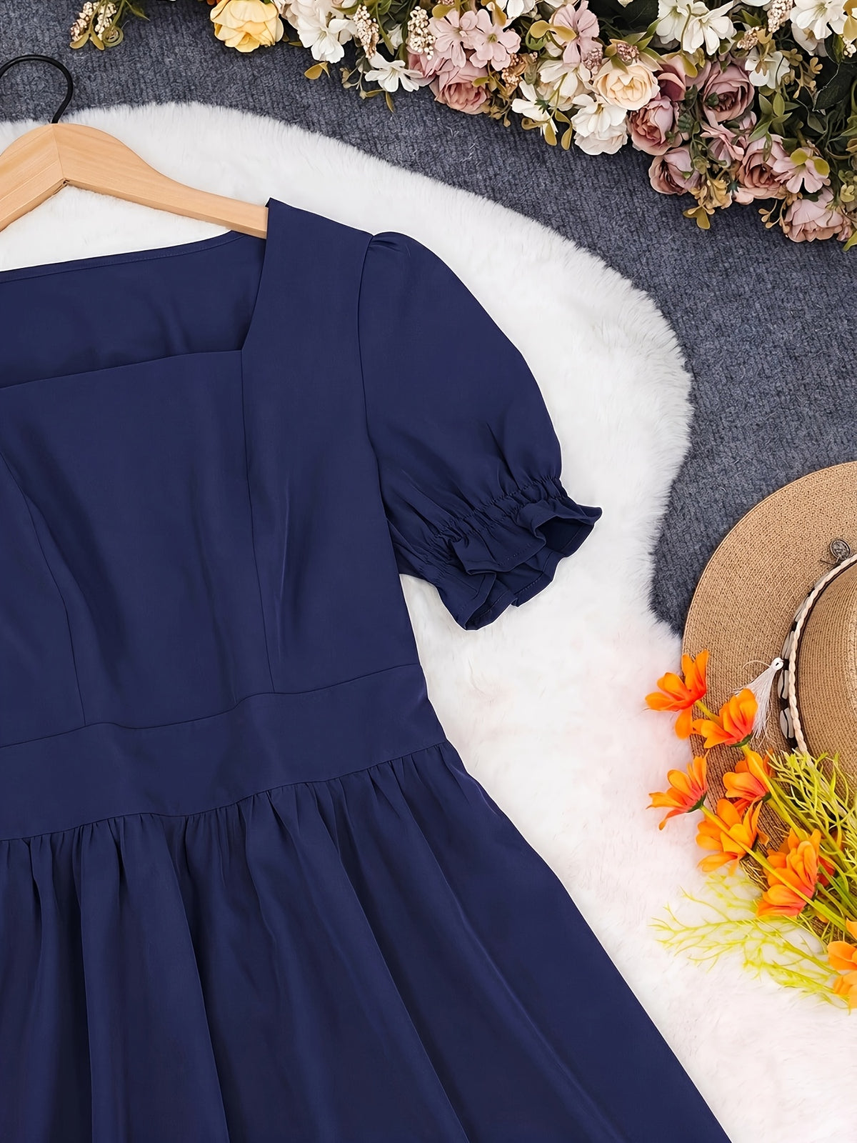 Women's Ombre Color Casual Elegant Vacation Wrap-Front Waist-Cinching A-Line Lace Trim Dress