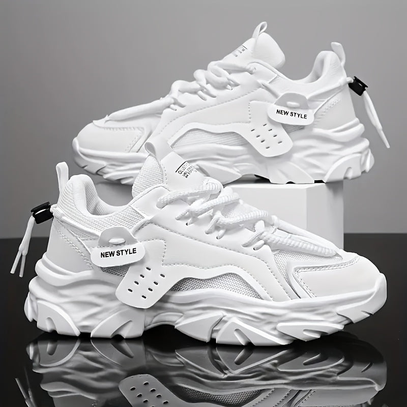 Men's Casual Sports Shoes, Daily Walking Shoes, Fashionable Men's Breathable Mesh Sneakers with Thickened Cushioned Sole, Anti-Slip Wear-Resistant PVC Outsole, Low-Top Lace-Up Design, Lightweight, Suitable for Fitness, Running, Training, and Casual