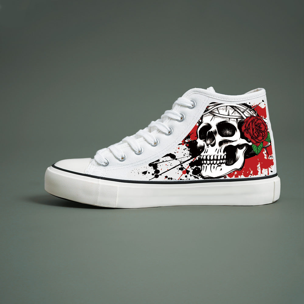 X010913 Men'S Canvas Shoes Casual Sneakers Skate Shoes Lace-Up 2D Print Series Campus Casual All-Season