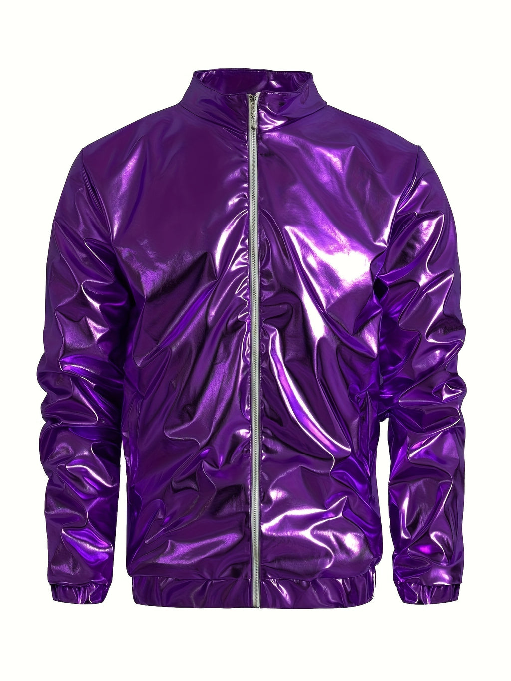Men'S Stage Performance Fashion Party Gathering Nightclub Style Bronzing Jacket Golden Silvery Purple Jacket