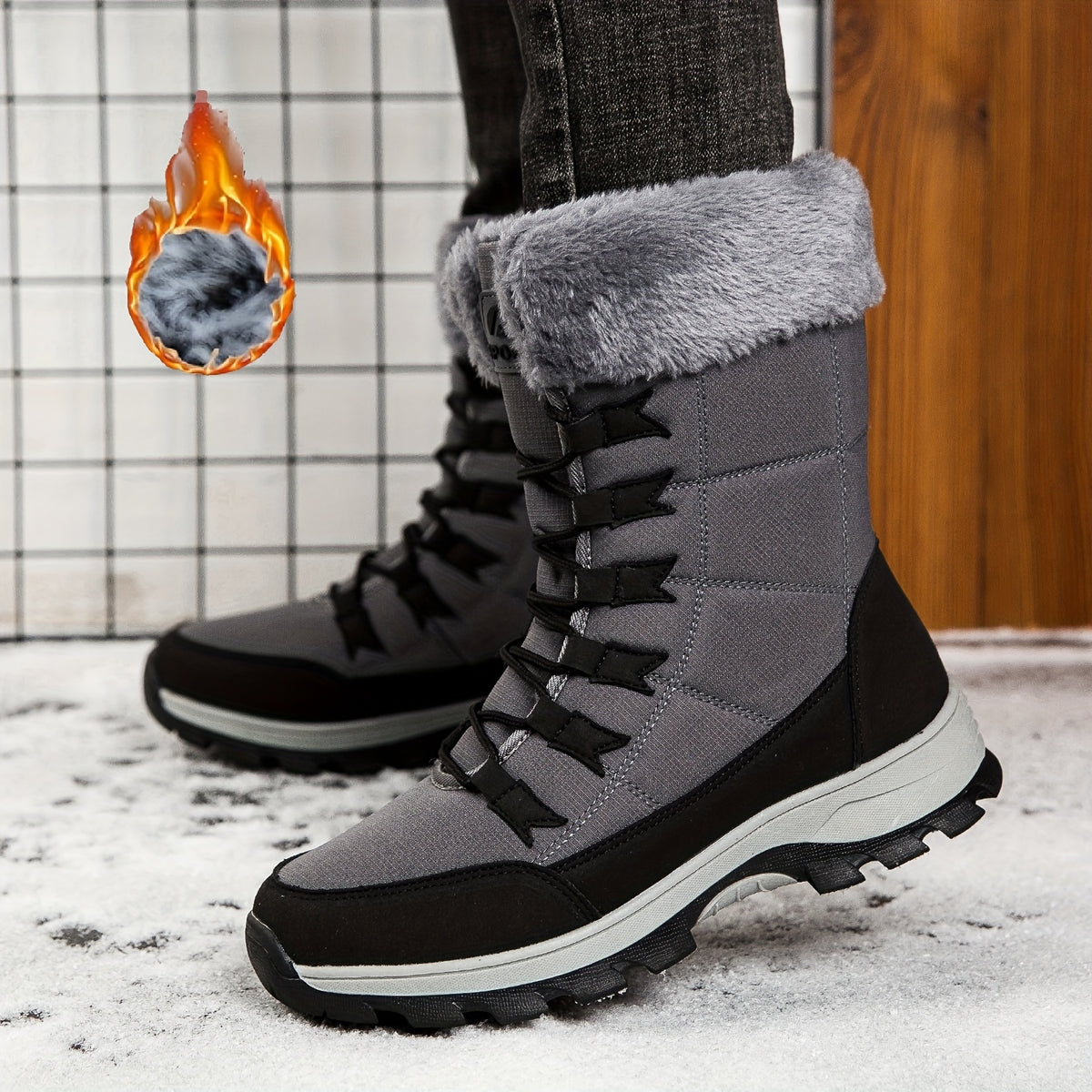 Men's Snow Boots, -Lined, Thickened Outdoor Hiking Shoes Casual Footwear