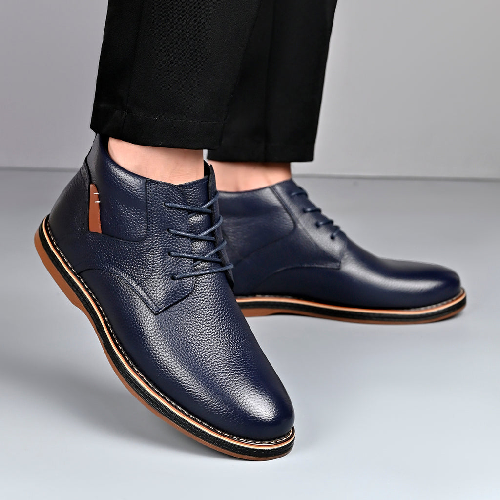 [Fearless of The Cold in Winter] New Winter Men'S Warm Lace-Up Boots, First Layer Cowhide Upper + Non-Slip Wear-Resistant Rubber Sole + Thickened Fleece Lining - Comfortable And Warm, 10 Sizes to Choose From, Suitable for Daily Leisure