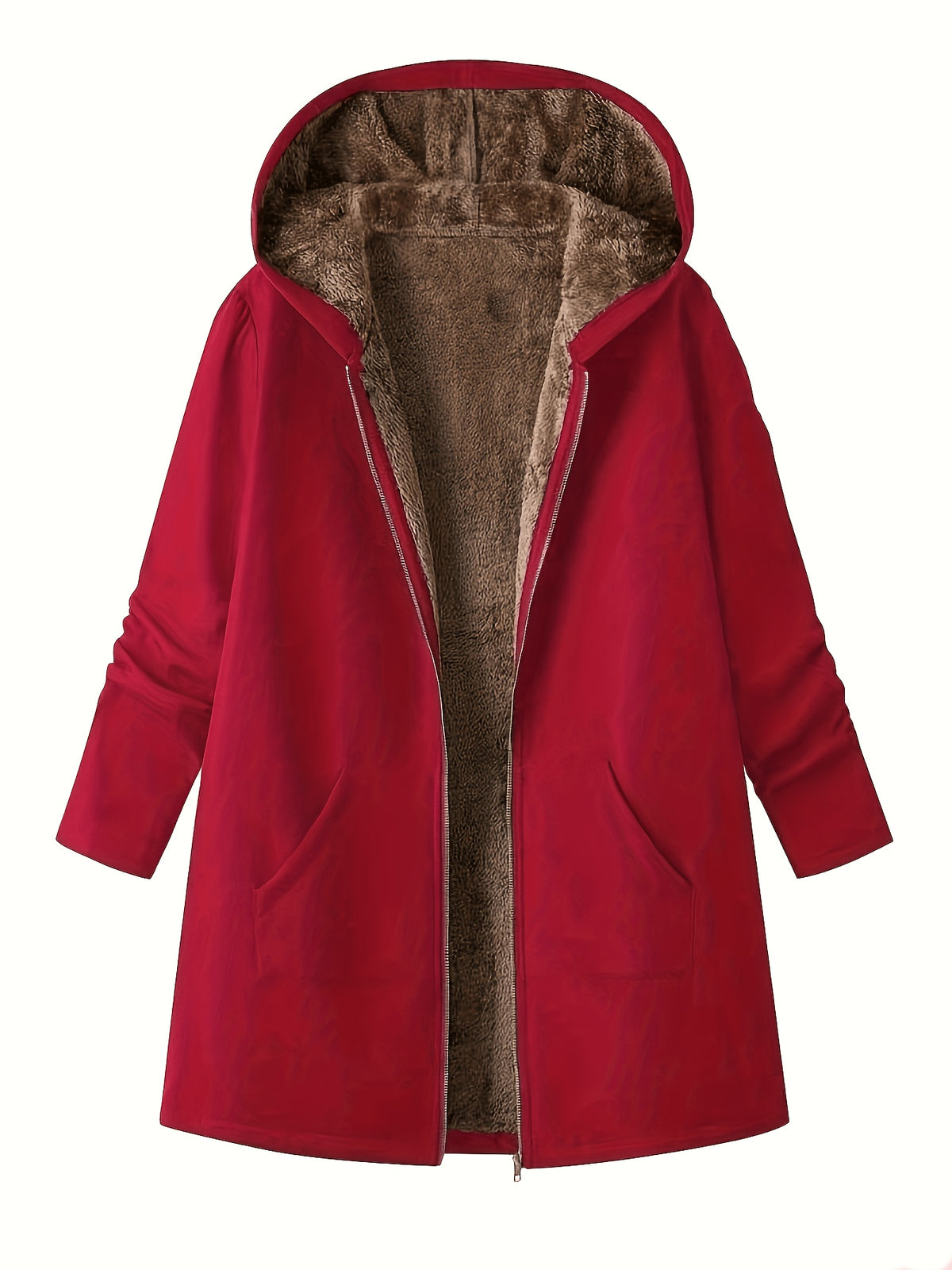 Solid Color Thermal Lined Hooded Jacket for Autumn/Winter Warmth and Casual Wear