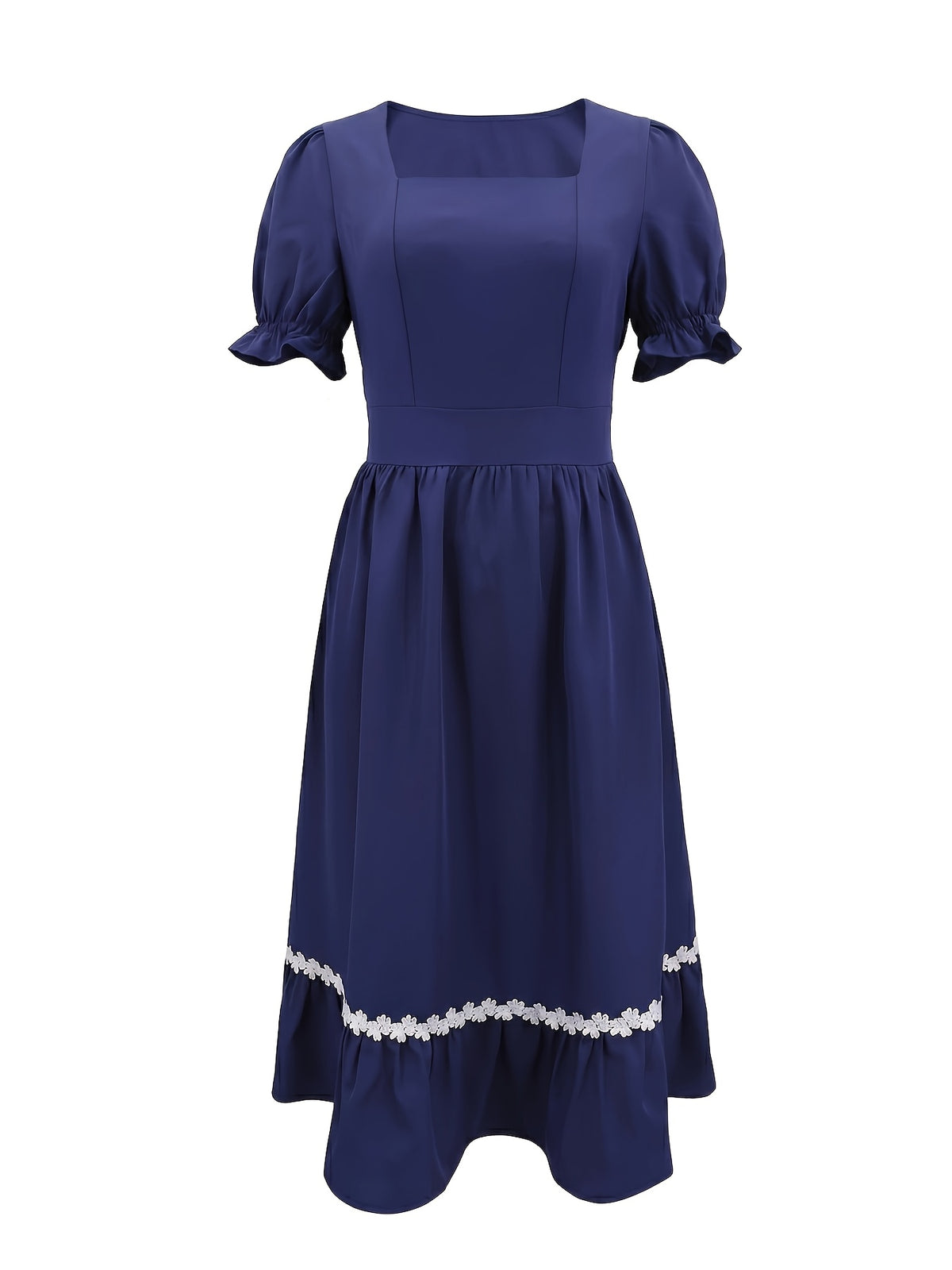 Women's Ombre Color Casual Elegant Vacation Wrap-Front Waist-Cinching A-Line Lace Trim Dress