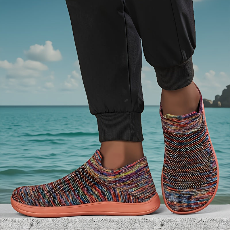 Men'S And Women'S Wide Version Casual Sports Outdoor Fitness Foot Fat Widened Ultra-Light Breathable Slip-On Fly Woven Barefoot Shoes