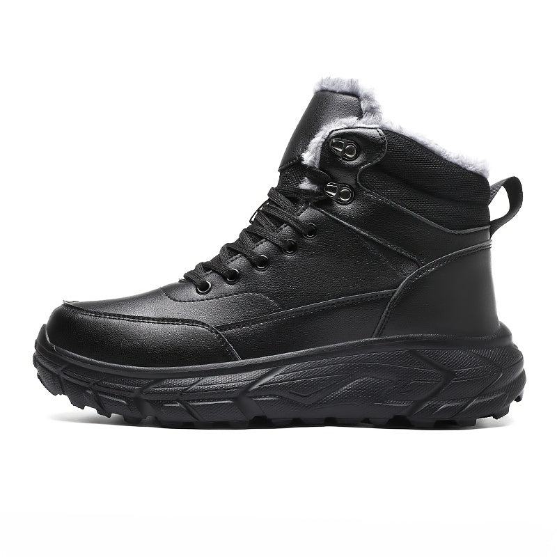 Men'S Snow Boots for Warmth, Winter Outdoor Shoes, Lace-Up Hiking Boots, Casual Sports Shoes in Black, Available in Large Sizes 39-48