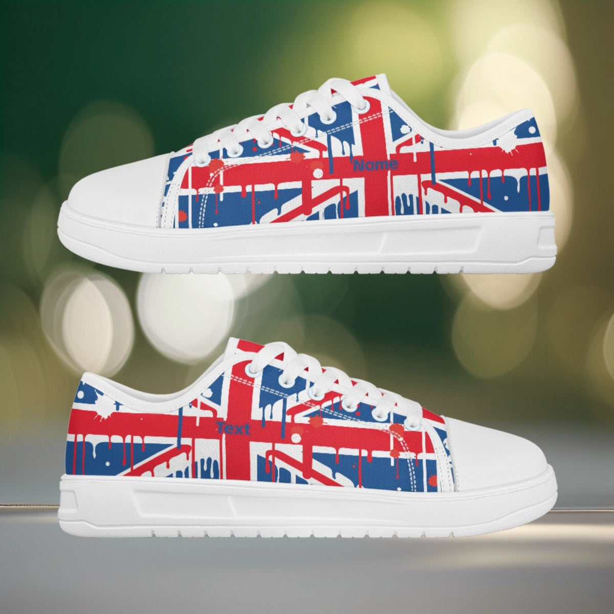 Union Jack Print Breathable Canvas Shoes - Lightweight Lace-Up Walking Shoes with EVA Sole, Unisex Low-Top Design for Men & Women, All-Season Comfort for Jogging, Outdoor Travel & Casual Wear - Customized Gift Idea