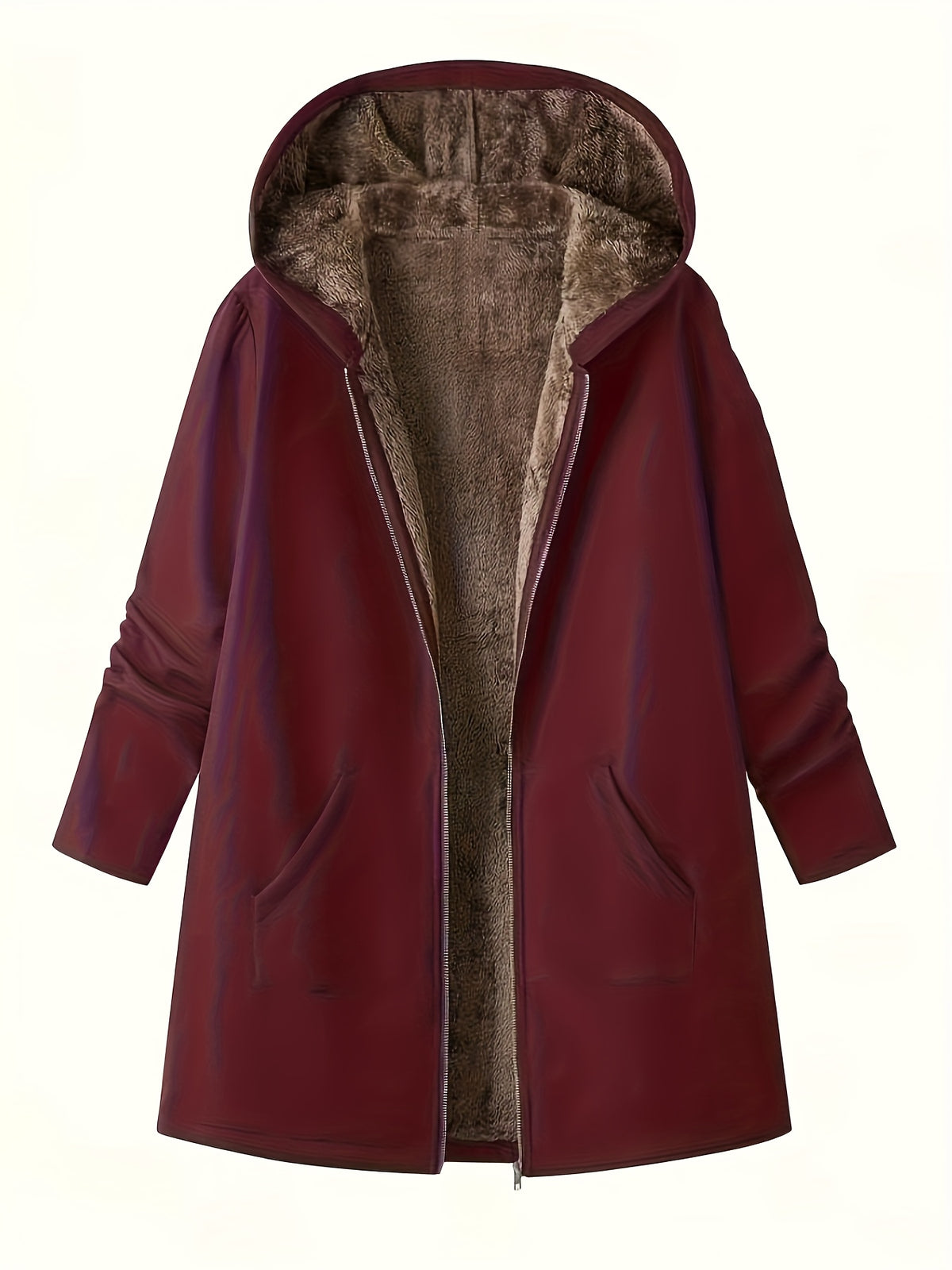 Solid Color Thermal Lined Hooded Jacket for Autumn/Winter Warmth and Casual Wear
