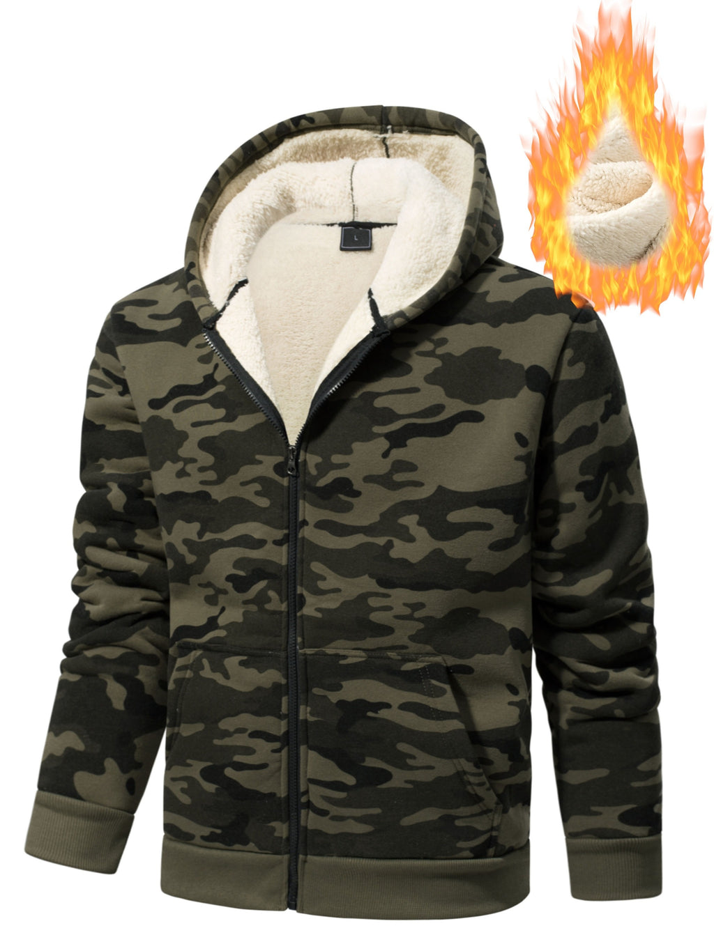 Men'S Composite Fleece Camouflage Winter Warm Fashion Hoodie, Hunting