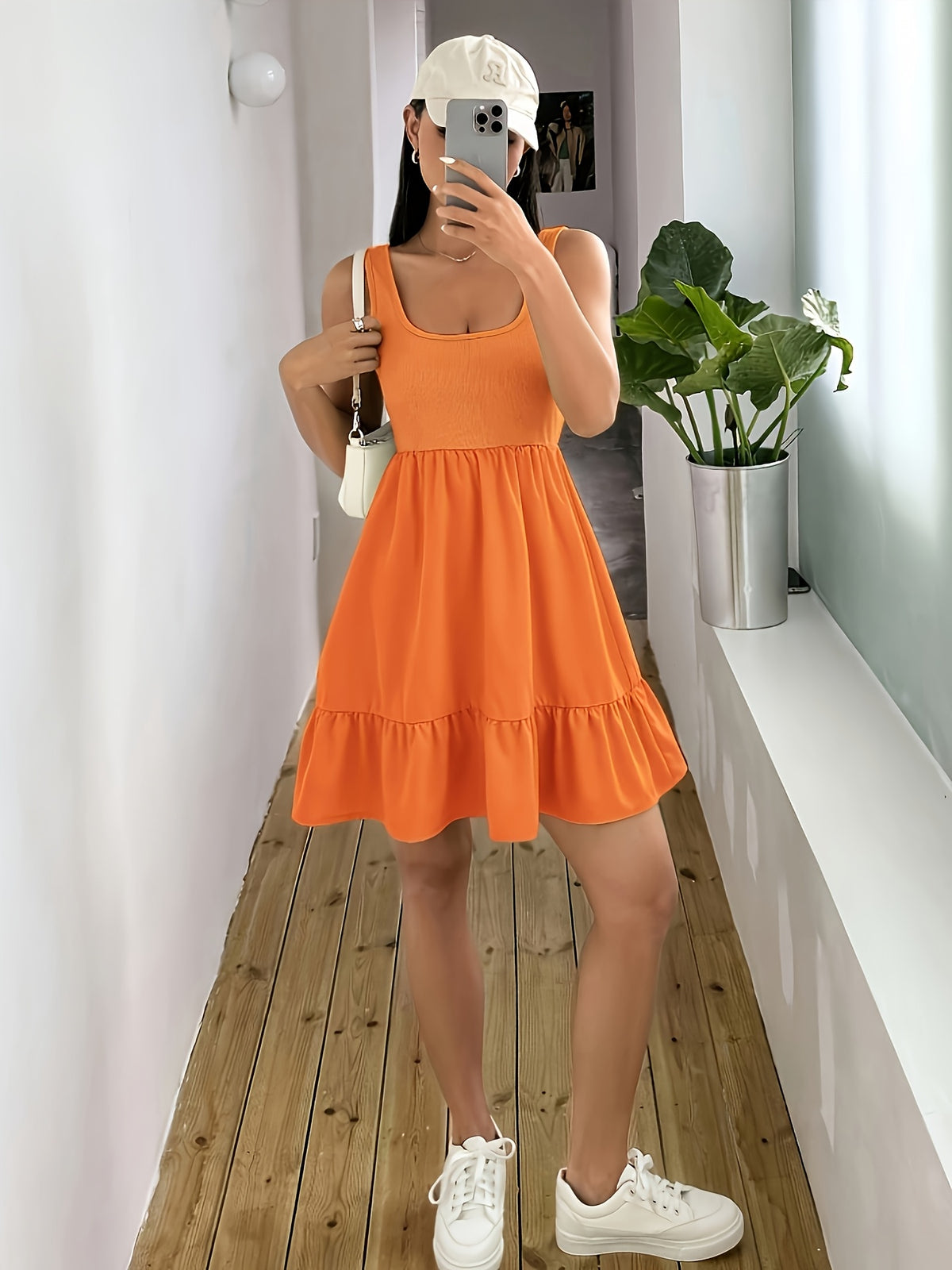 Women's Solid Color Spliced Vest Dress