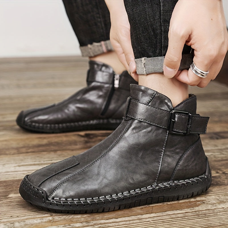 Men's Autumn/Winter High-Top Zippered Handcrafted Fashion Boots