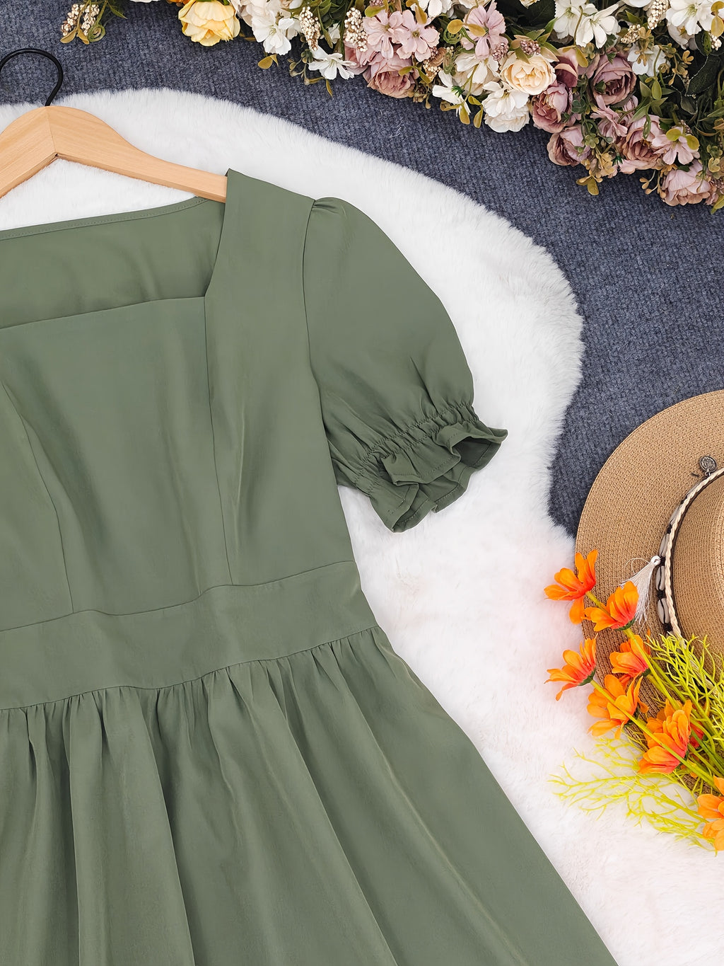 Women's Ombre Color Casual Elegant Vacation Wrap-Front Waist-Cinching A-Line Lace Trim Dress