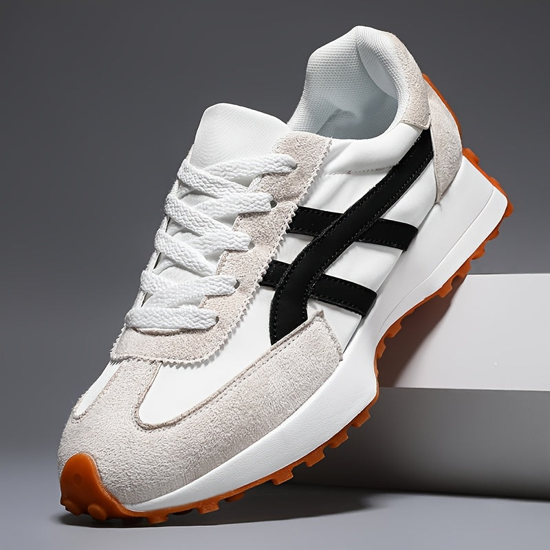 Men's Fashion Sneakers with Thick Soles, Anti-Slip, Versatile Lace-Up Design, Suitable for All Seasons, Outdoor Hiking, Wear-Resistant, Comfortable for Sports Training and Casual Wear