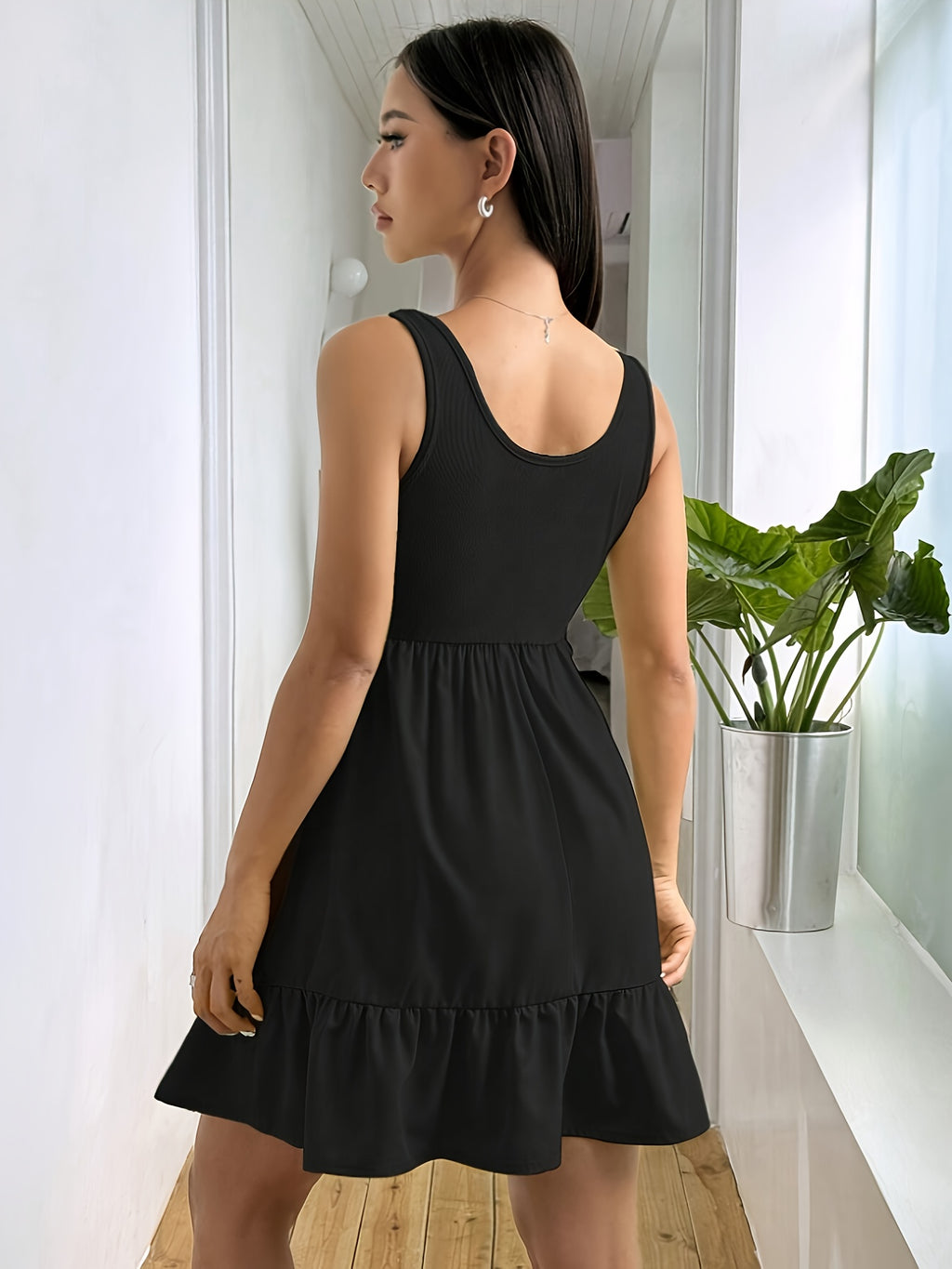 Women's Solid Color Spliced Vest Dress