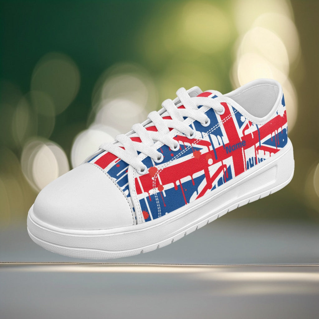 Union Jack Print Breathable Canvas Shoes - Lightweight Lace-Up Walking Shoes with EVA Sole, Unisex Low-Top Design for Men & Women, All-Season Comfort for Jogging, Outdoor Travel & Casual Wear - Customized Gift Idea