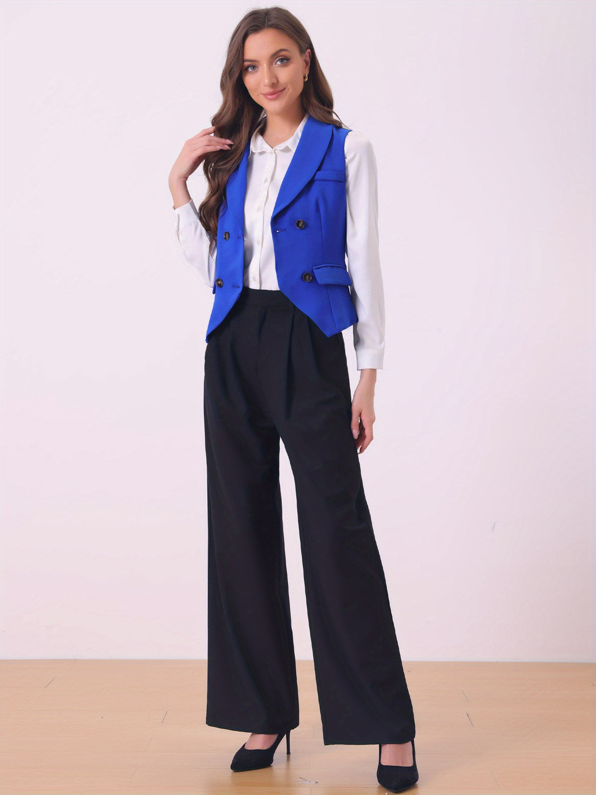 Women's Suit Vest Double Breasted Lapel Dressy Waistcoat Vest
