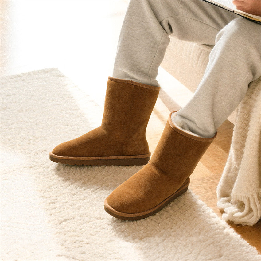 Bruno Marc Men's Winter Boots with Faux Fur Lining - Slip-On Ankle Booties, -Like Upper, TPR Traction Sole & PU - Cold Weather Warm for Ice, Snow, /Outdoor (Beige/Brown) - Easy-Care Classic