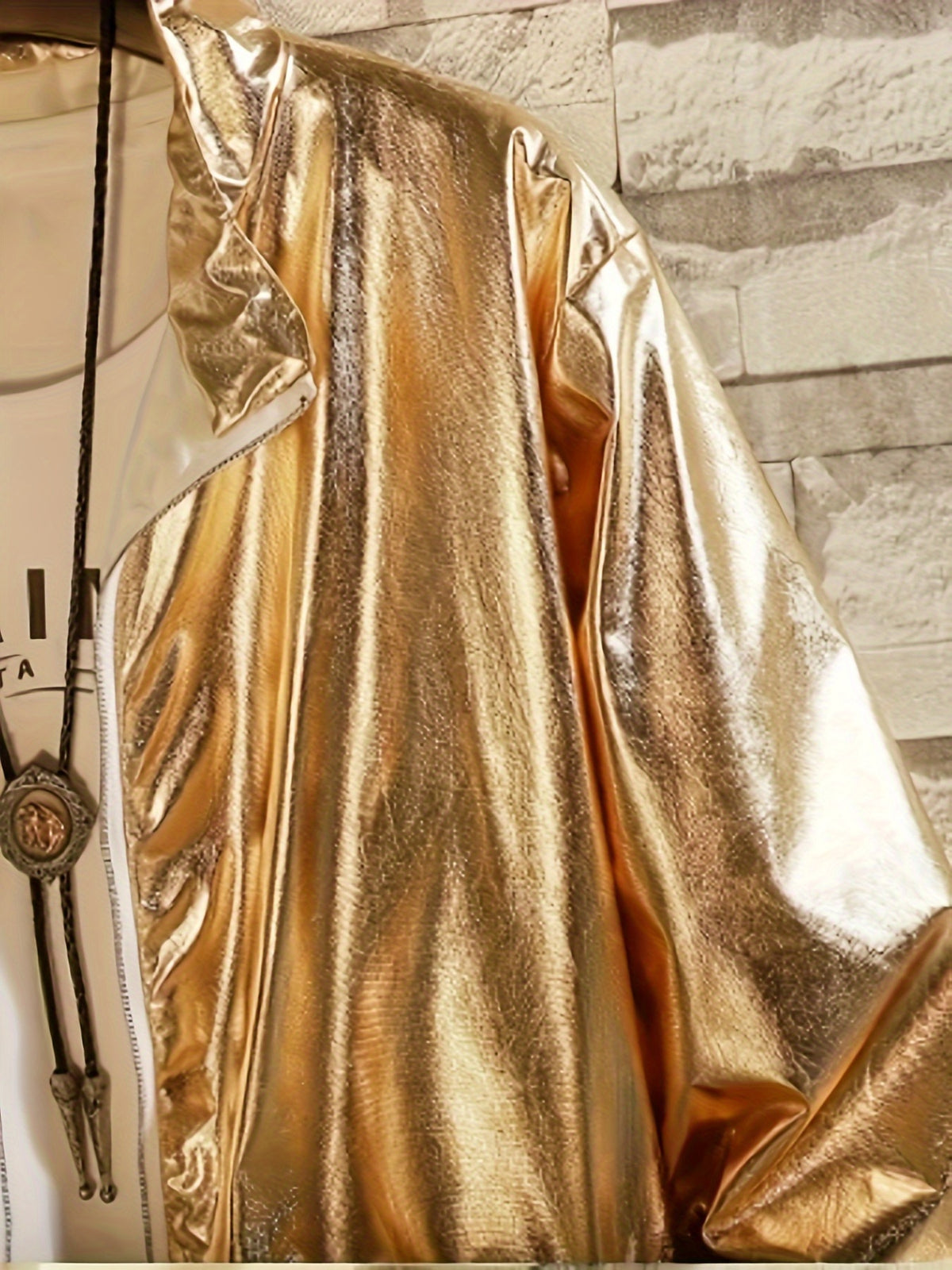 Men'S Stage Performance Fashion Party Gathering Nightclub Style Bronzing Jacket Golden Silvery Purple Jacket