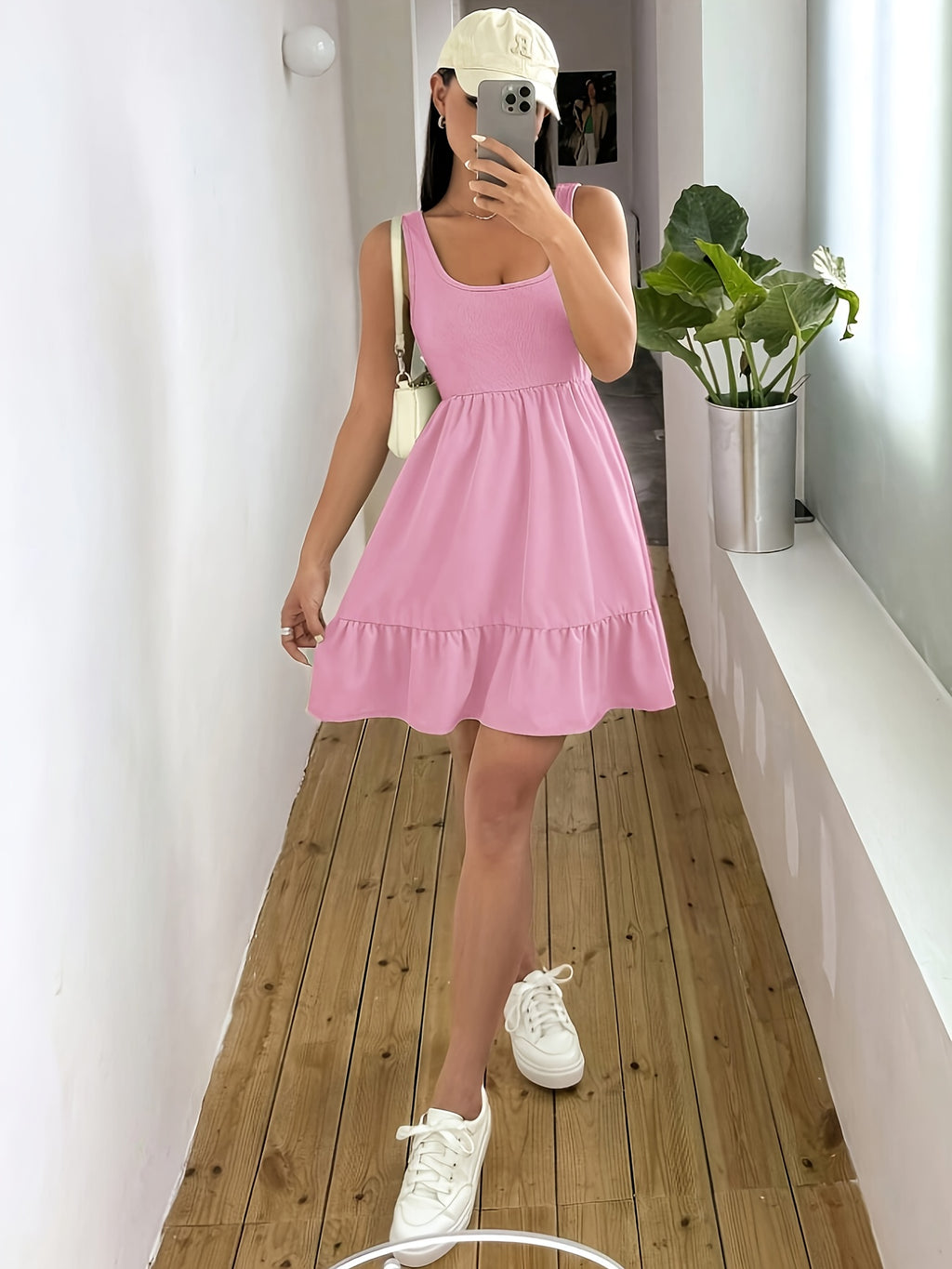 Women's Solid Color Spliced Vest Dress