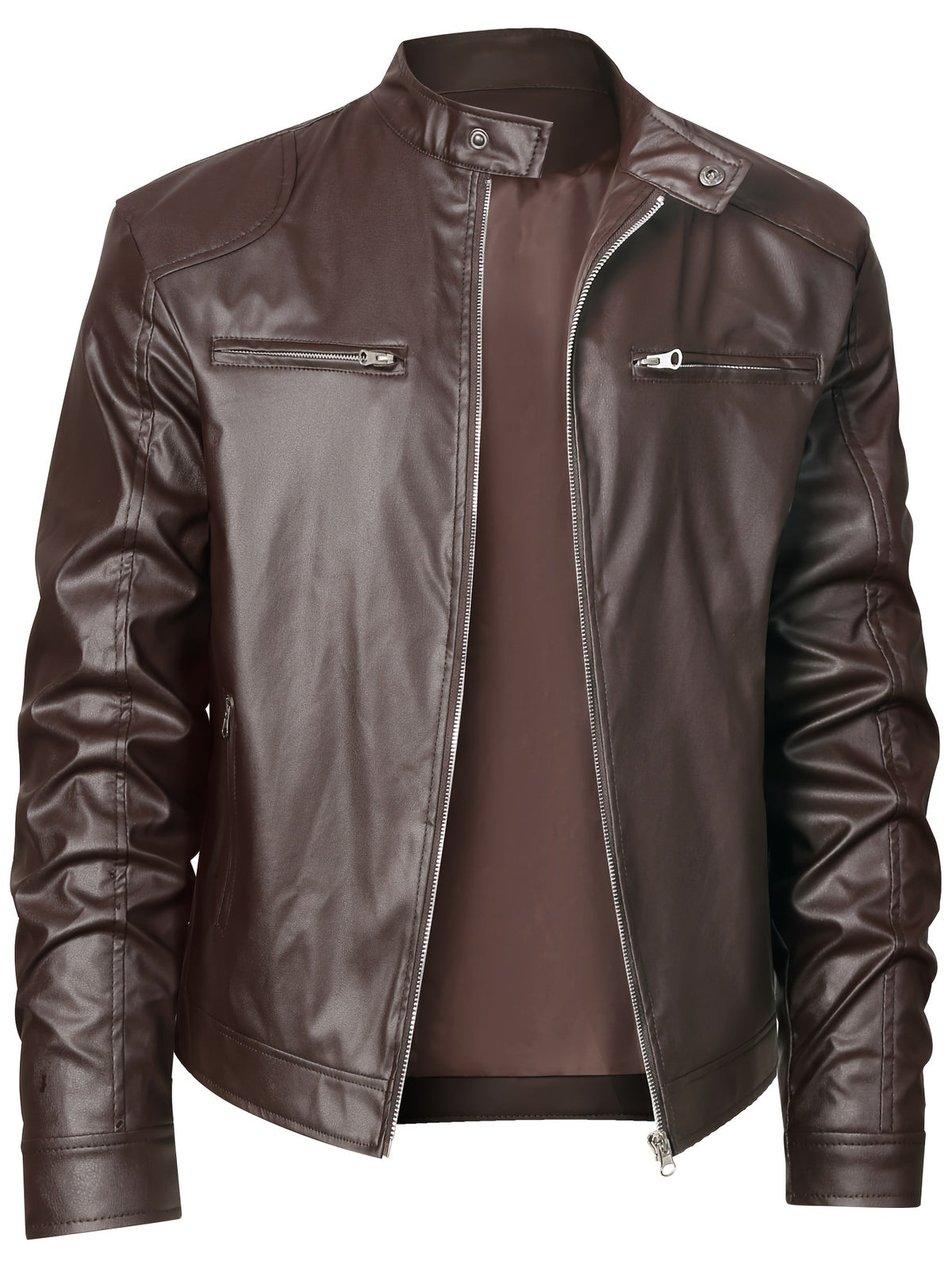 New Autumn/Winter Men's Jacket, European/American Style Motorcycle Jacket, Men's Stand Collar Windproof Winter Outerwear