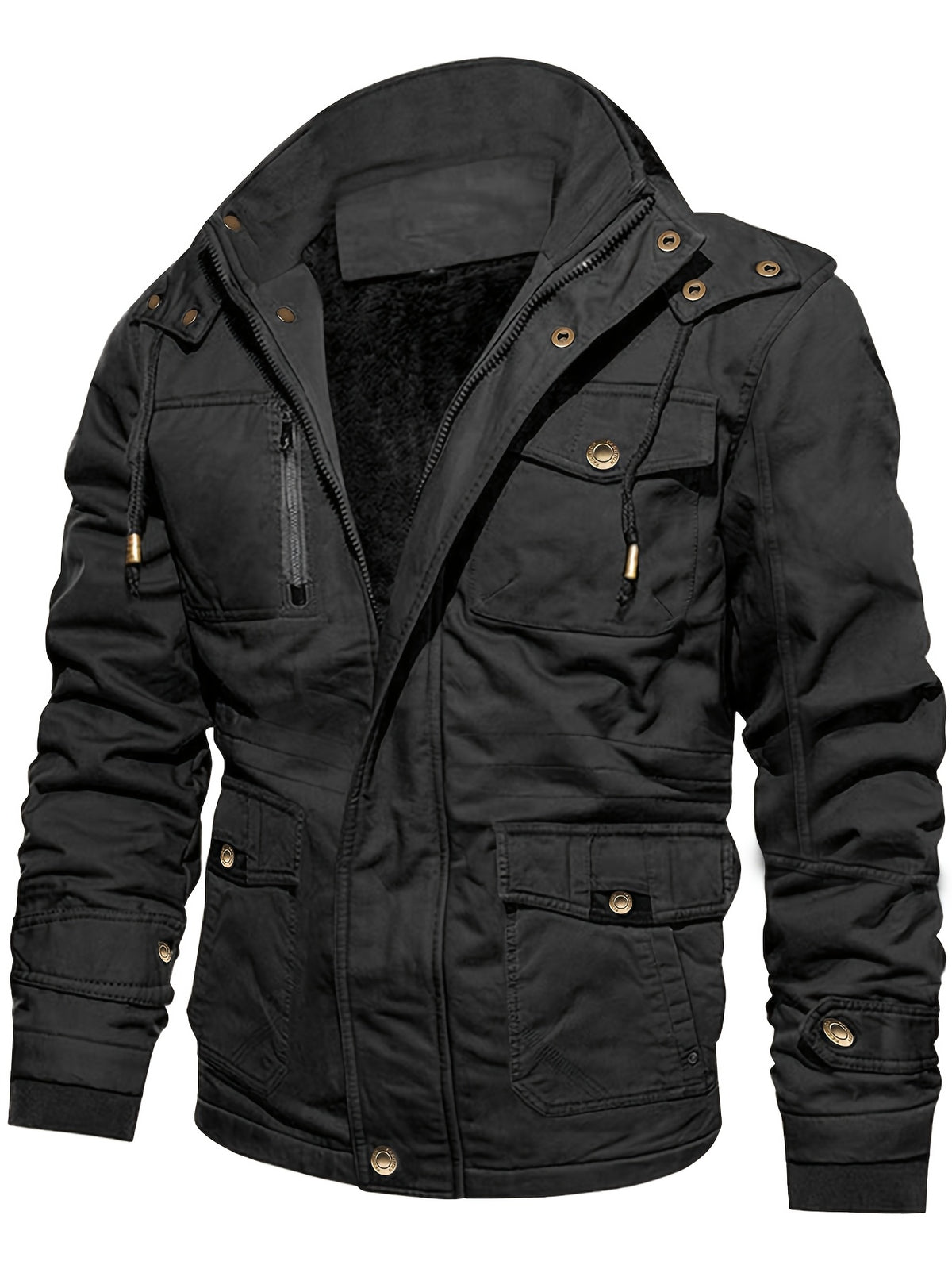 Men'S Thick Winter Hooded Jacket in a Vintage Style Made of 100% - Warm, Durable, And Featuring Multiple Pockets | Perfect for Hiking, Hunting, Traveling, And Casual Wear | Snap Button Closure, Long Sleeves