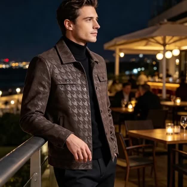 Men's Elegant Camouflage Pattern Jacket - Polyester, Lapel Collar, Long Sleeve, Casual Fashion Outerwear with Pockets for Spring and Autumn, Camouflage Jacket