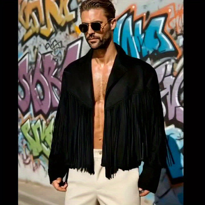Men'S Faux Velvet Casual Tassel Western Style Coat