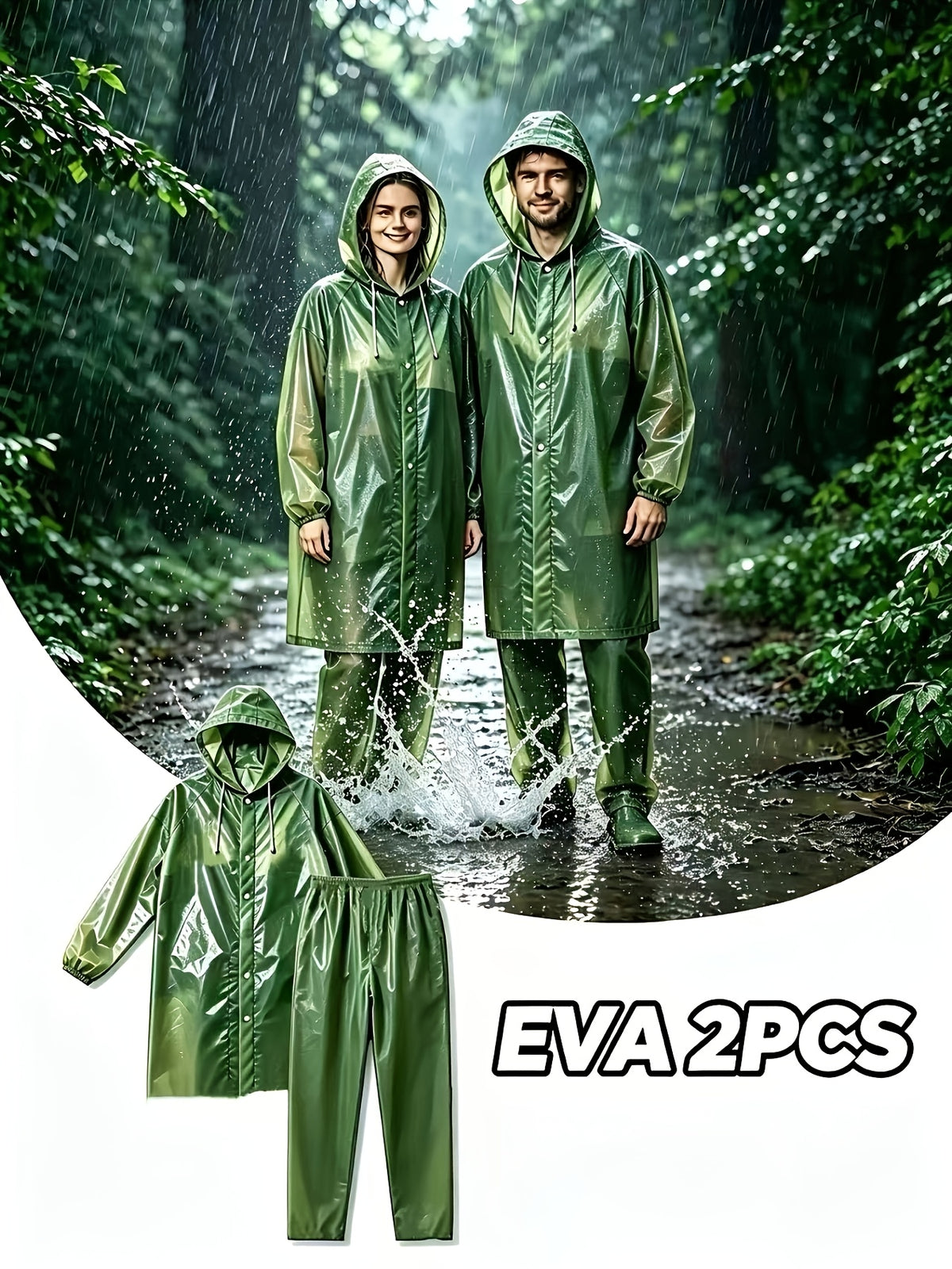 1pc/2pcs EVA Men'S/Women'S Raincoat Single And Set Available, "1pc Raincoat" Or "2pcs Raincoat And Pants", Lightweight Gear, Suitable for Outdoor, Camping, And Travel