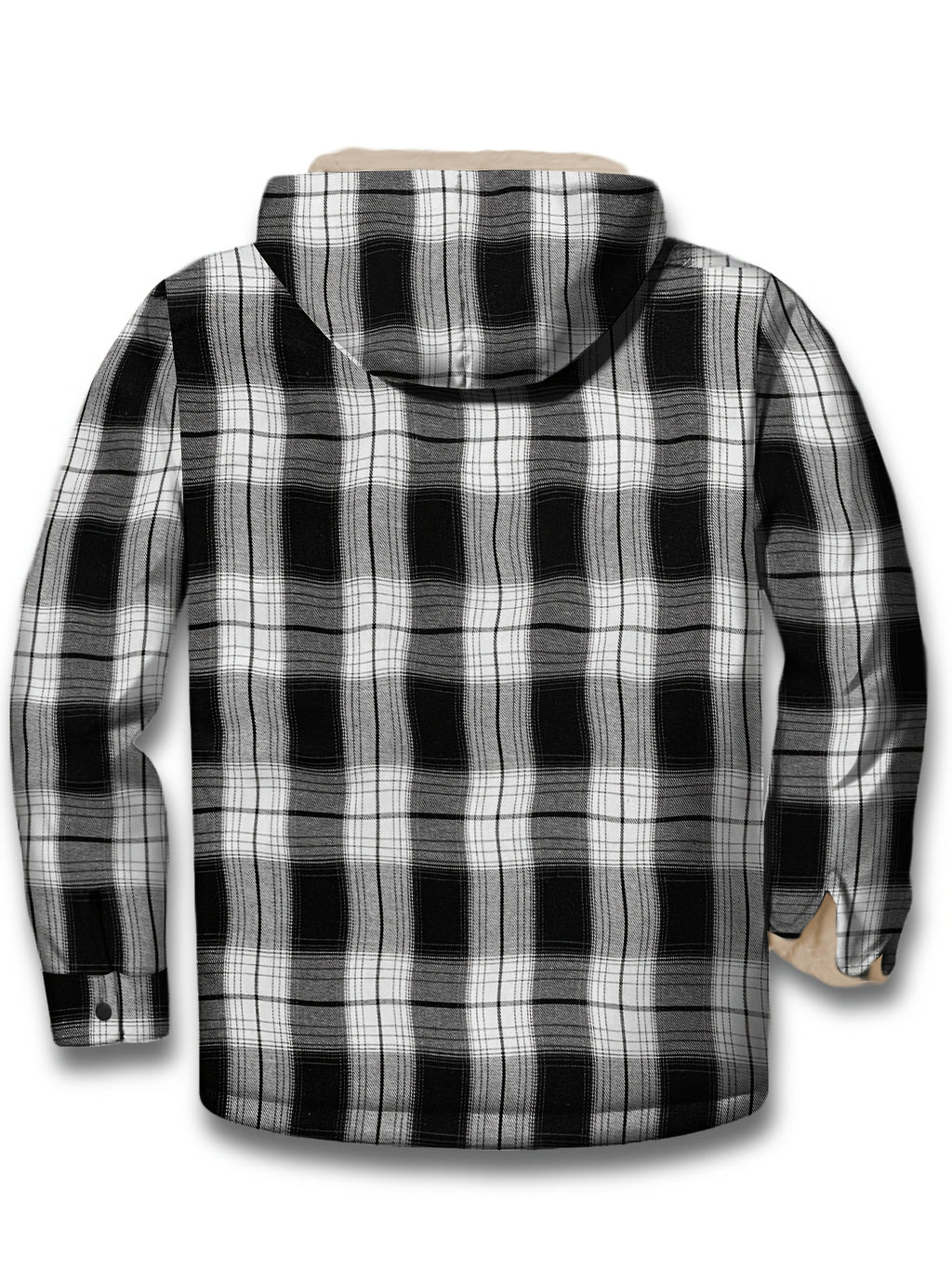 K1064# Plaid Long Sleeve Hooded Composite Fleece Men'S Jacket