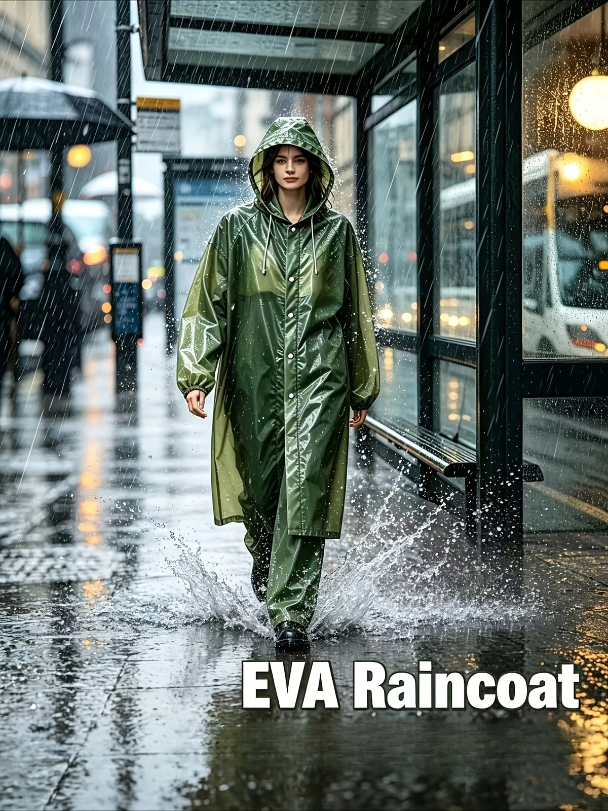 1pc/2pcs EVA Men'S/Women'S Raincoat Single And Set Available, "1pc Raincoat" Or "2pcs Raincoat And Pants", Lightweight Gear, Suitable for Outdoor, Camping, And Travel