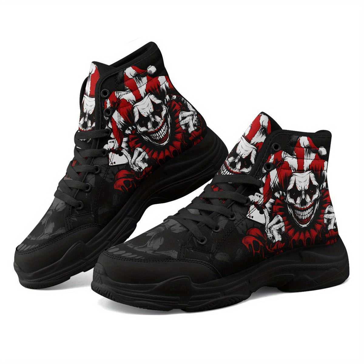 [Gothic Joker Sneakers] Men's Gothic Joker Punk Sneakers, Bold Joker Design High-Top Shoes, Dark Aesthetic Streetwear Trainers, Couple's Casual Comfortable Round Toe All-Match Shoes, Men's Fashion Shoes