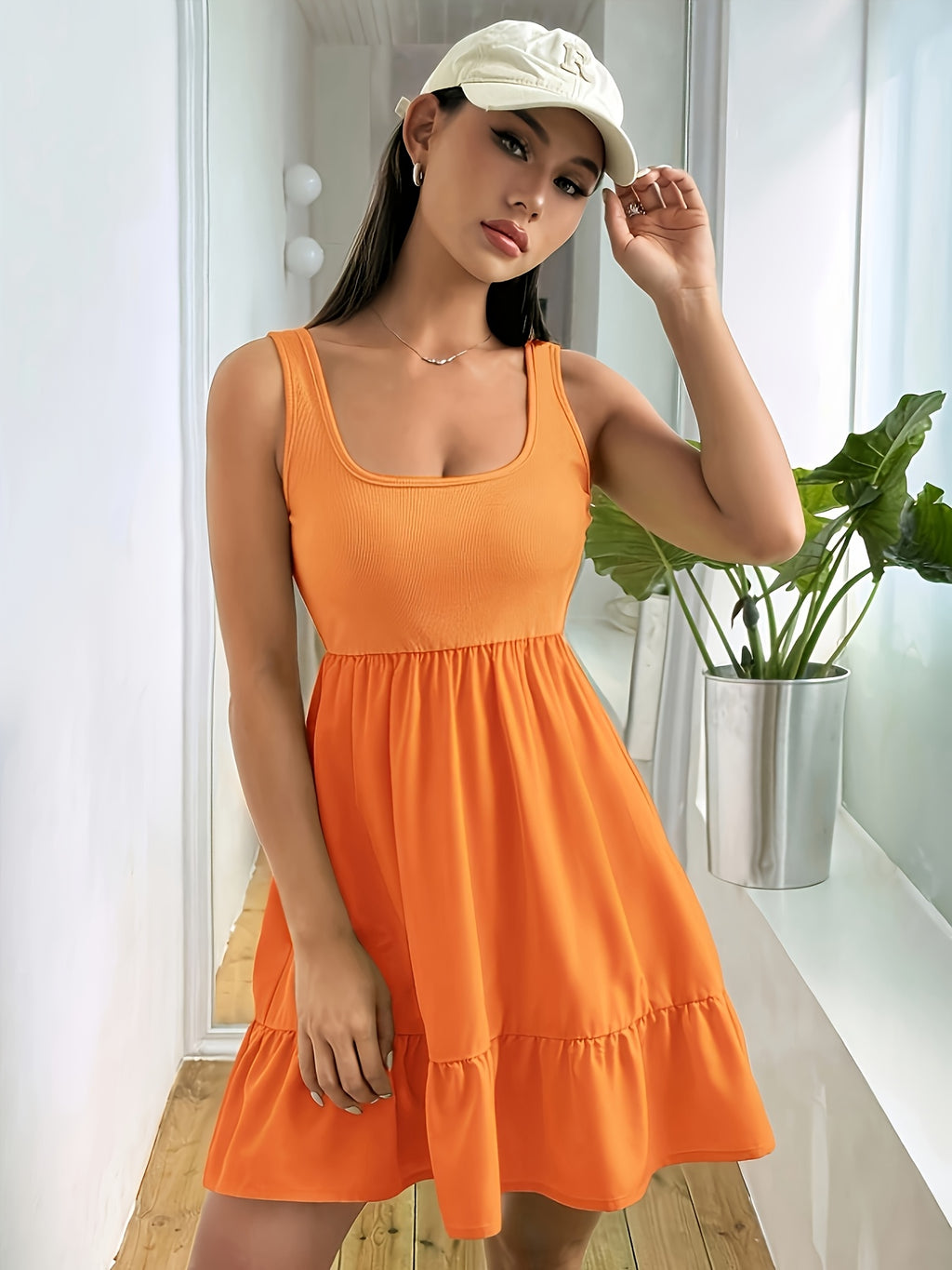 Women's Solid Color Spliced Vest Dress