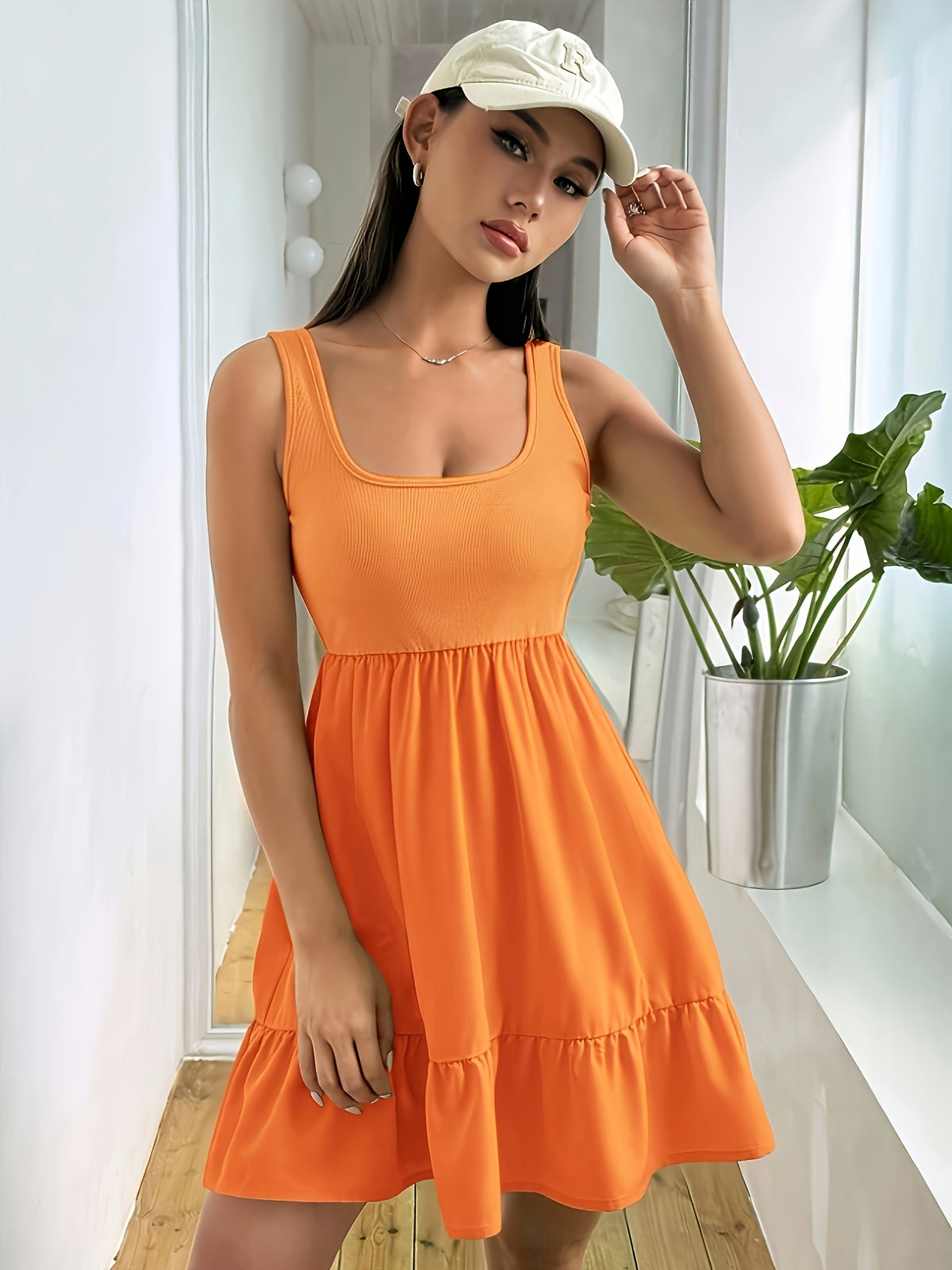 Women's Solid Color Spliced Vest Dress