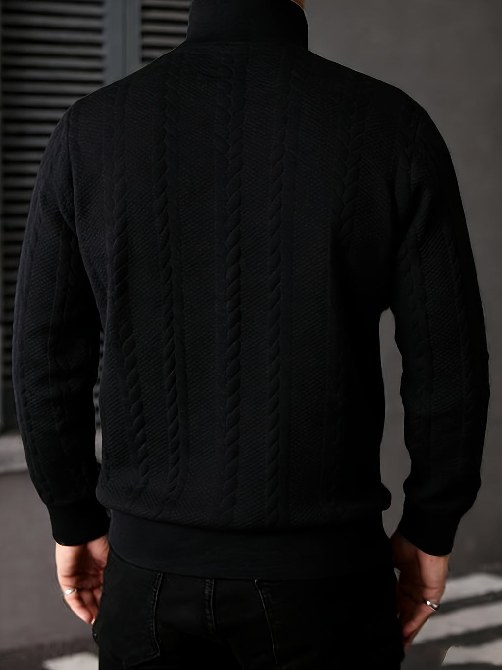 Men's Fashion Casual Elegant Medium Stretch Cardigan, Men's Casual Full-Zip Cardigan, Spring/Autumn Jacquard Casual Jacket with Jacquard Design, Suitable for All-Season Wear, Ideal for Casual and Formal Outfits, Fashionable Jacquard with Striped Knit