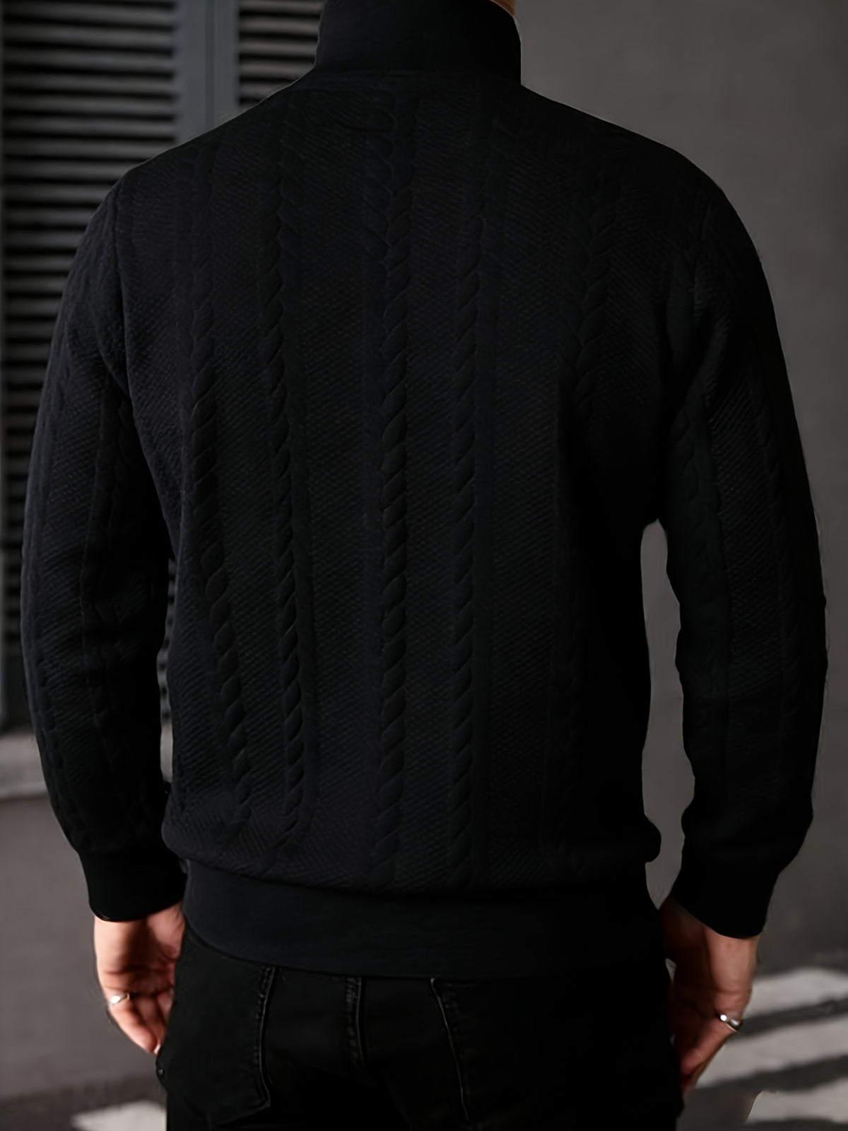 Men's Fashion Casual Elegant Medium Stretch Cardigan, Men's Casual Full-Zip Cardigan, Spring/Autumn Jacquard Casual Jacket with Jacquard Design, Suitable for All-Season Wear, Ideal for Casual and Formal Outfits, Fashionable Jacquard with Striped Knit